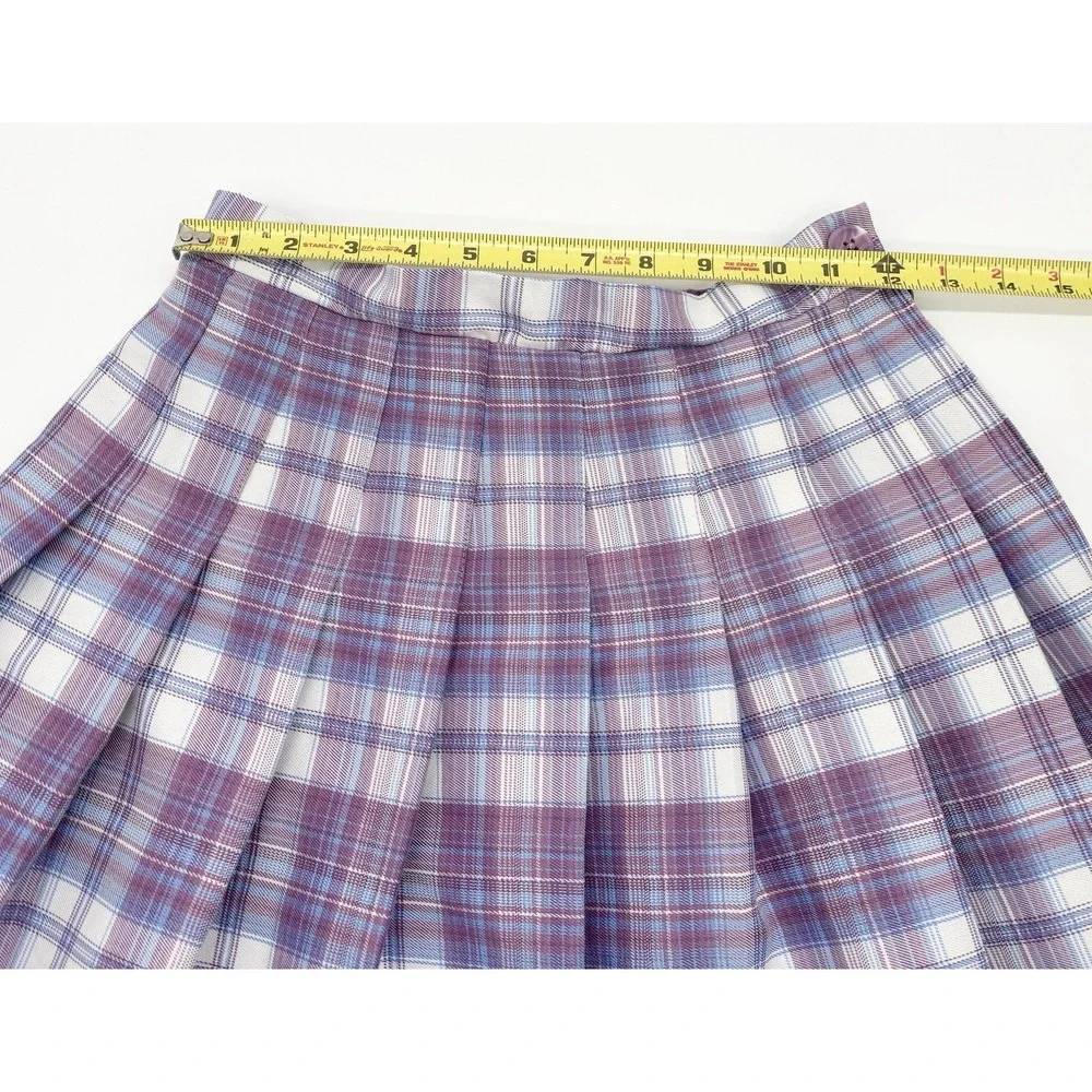 Rewind Skirt Womens XS Purple Blue Plaid Tennis Pleated Mini